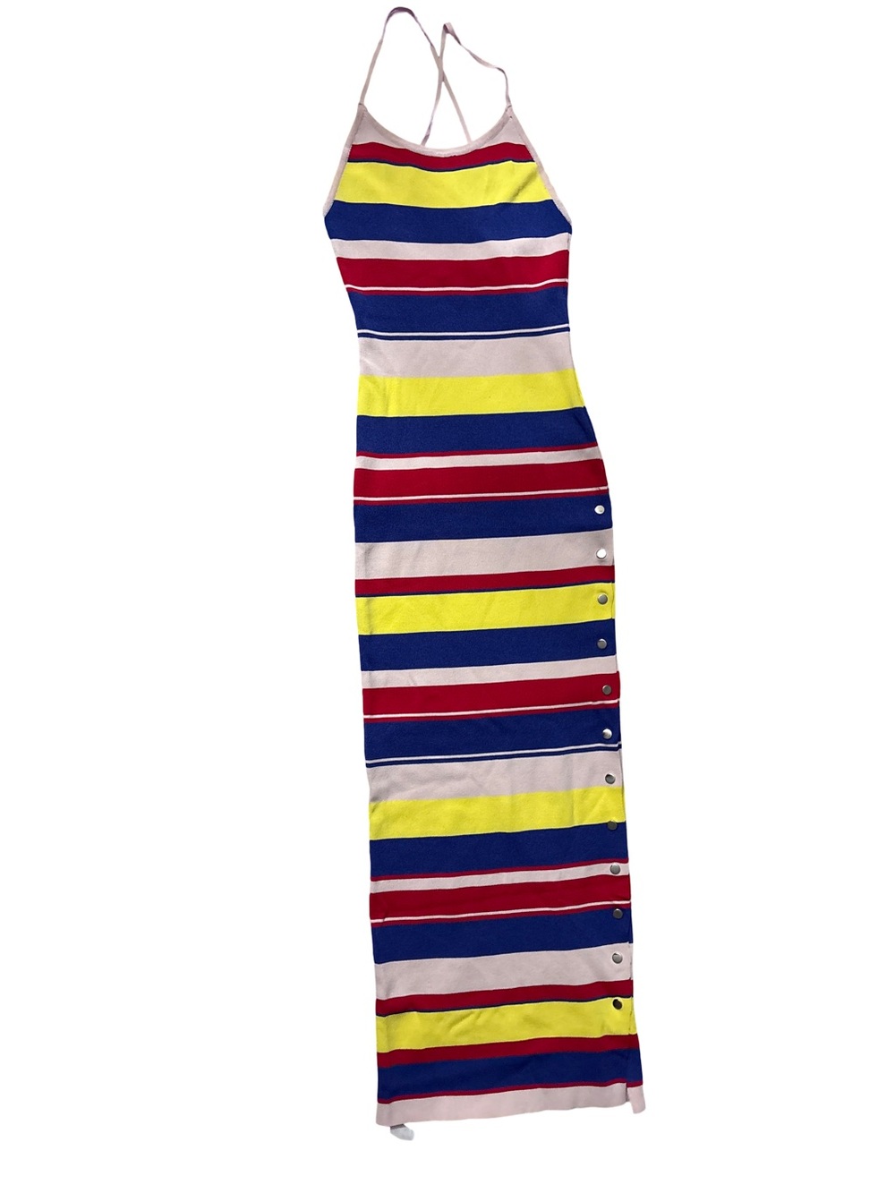 Hot & Delicious Striped Spaghetti-Strap One-Piece in Yellow, Blue, Red, Pink